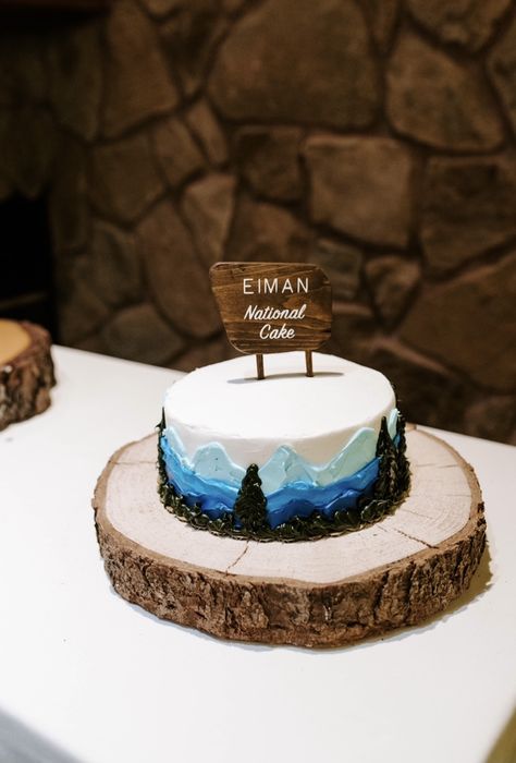 Outdoor Grooms Cake, National Parks Cake, National Park Cake Topper, Camping Grooms Cake, Hiking Wedding Cake, National Park Cake, Birthday Cake Mountain Theme, Small Mountain Wedding Cake, One Tier Wedding Cake Mountain