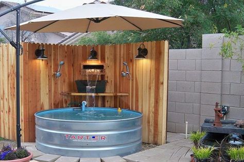 14 Ways to Make Your Tiny Backyard Super Awesome for Summer Stock Tank Pools, Stock Tank Pool Diy, Tank Pools, Stock Tank Pool, Tank Pool, Casa Country, Stock Tank, Outside Living, Backyard Projects