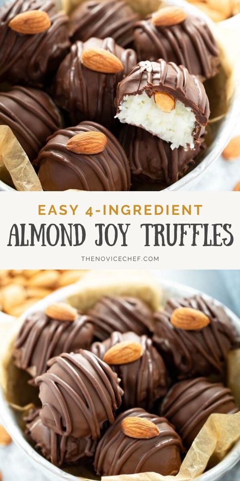 Christmas Baking Candy, Easy Fast Christmas Desserts, Almond Joy Balls No Bake, Quick Easy Sweet Treats Simple, Homemade Truffles Chocolate, Easy Holiday Candy, Easy Truffles No Bake, Christmas Truffles Easy, Easy Christmas Candy Recipes Simple