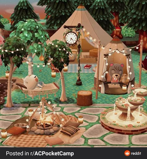 Acpc Campsite Ideas Aesthetic, Pocket Camp Cabin Ideas, Animal Crossing Cabin Ideas Pocket Camp, Pocket Camp Campsite Ideas, Ac Pocket Camp, Cottage Core Animal Crossing, Ac Pocket Camp Campsite, Animal Crossing Pc, Leg Painting