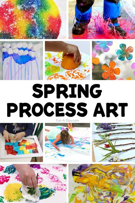 Spring Process Art Activities for Preschoolers | Fun-A-Day! Preschool Spring Art Ideas, Spring Creative Art Preschool, Spring Theme Art For Toddlers, Spring Art Center Preschool, Spring Theme Preschool Crafts, Kindergarten Process Art Projects, Play And Exploration Activities, Springtime Art Preschool, Toddler Spring Lesson Plan