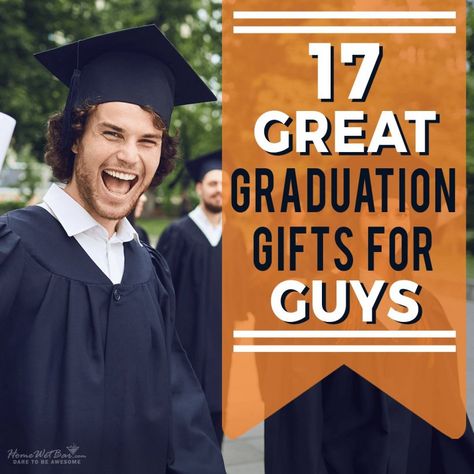 We tracked down the 17 best graduation gifts for guys to make your shopping easier! #graduationgifts #graduationgiftsforguys #gradgifts Gift For Boyfriend Graduation, Gifts For College Graduates Guys, Graduation Gift Ideas College Men, High School Graduation Gifts For Guys, Male Graduation Gifts, Mens Graduation Gifts, Masters Graduation Gift Ideas, Boy Graduation Gifts, Grad Gifts For Guys