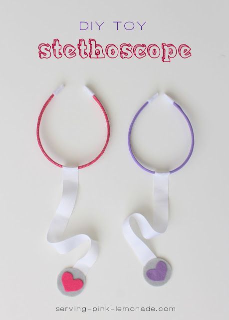 DIY Toy Stethoscope. Perfect for your little ones to play doctor with. These make great party favors too -- via Serving Pink Lemonade Diy Stethoscope Kids, Diy Stethoscope, Teddy Bear Doctor, Doctor Craft, Play Doctor, Diy Doctor, Community Helpers Theme, Community Helpers Preschool, Child Life Specialist