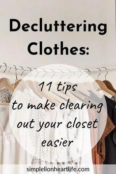 11 tips to help make clearing out your closet easier. If you want to be ruthless when decluttering clothes, these 11 tips will help! Decluttering Clothes, Decluttering Home, Declutter Closet, Decluttering Inspiration, Clutter Control, Declutter Home, Declutter Challenge, Getting Rid Of Clutter, Declutter Your Life