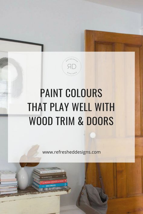 Wood Trim Grey Walls, Maple Trim Living Room, Light Wood Trim Paint Colors, Natural Doors Wood, What Color To Paint Interior Doors With Wood Trim, Fir Trim Interior, Best Paint With Wood Trim, Paint Colors With Wood Trim Old Houses, Wall Paint With Wood Trim