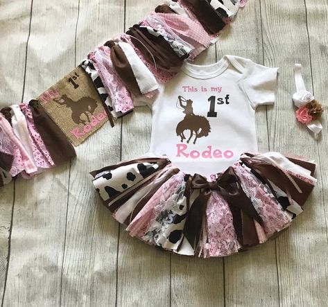 Rodeo Skirt, 1st Rodeo, Tutu Shirt, Rodeo Birthday Parties, Fabric Tutu, Birthday 1st, Cowgirl Baby, Tutu Birthday, My First Rodeo