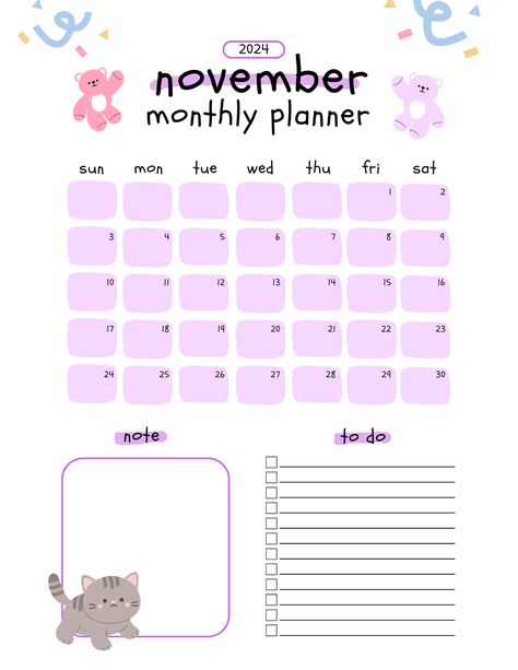 Calander Aesthetic 2024, Weekly Planner Printable Templates, Calendar Doodles, Block Notes, Study Planner Printable, Organization Bullet Journal, Monthly Planner Template, Planner Writing, Monthly Plan