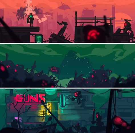 Cyberpunk cool cartoon vibrant colours posted to Facebook indie game dev group by Yann Mouillard Indie Game Art Style, Indie Game Design, Indie Game Ideas, Cyberpunk Environment, Scenario Game, Environment Sketch, Cyberpunk Games, Game Background Art, Indie Game Dev