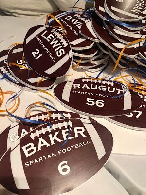 Decorating Lockers For Football Players, Football Playoff Treats, Homecoming Football Decorations, End Of Year Football Banquet, Homecoming Football Game Decorations, Football Yard Signs For Players Diy, Football Team Banquet Ideas, Football Locker Tags Ideas, Senior Locker Decorations Ideas Football Players