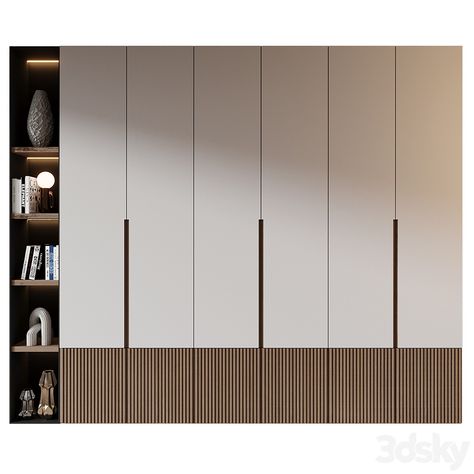 Cabinet GHS-2450 - Wardrobe & Display cabinets - 3D model Wardrobe Modern Design Bedrooms, Wall Cabinet Bedroom, Full Height Wardrobe, Mdf Wardrobe, Wood Wardrobe Design, Wardrobe Internal, Wardrobe Internal Design, Latest Cupboard Designs, Wardrobe Laminate Design