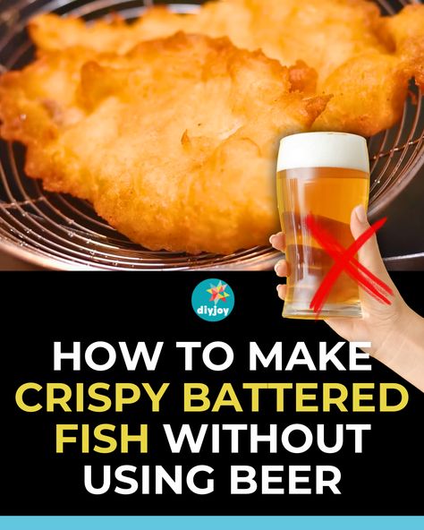 Did you know you can still get light and crispy battered fish without adding beer to the batter? Yes, you can! Find the recipe here. Homemade Fish Batter, Beer Batter Without Beer, Easy Fish Batter, Fish Batter Recipe Easy Without Beer, Fish Batter Recipe Without Beer, Lightly Battered Fish, Crispy Fish Batter, Easy Beer Batter For Fish, Beer Battered Fish Recipes Deep Frying