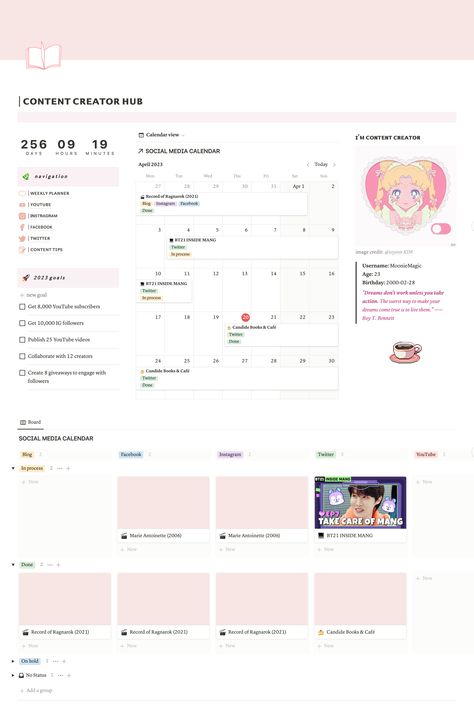 Free! Content Creator Notion Template (Simply Sweet Theme) Content Notion Template, Youtube Planner Notion Template, Gaming Notion Template, Content Creator Calendar Template, Notion For Bloggers, Cute Free Notion Template, Content Creation Template, Social Media Content Planner Notion, Cute Notion Template Free