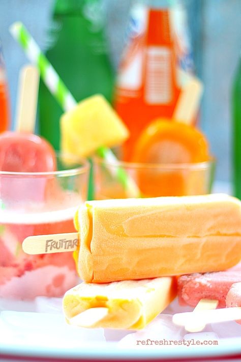 Fruit Slush Recipe #recipe #refreshing #refresh #summer Popsicles Photography, Frozen Fruit Bars, Cold Snack, Slush Recipes, Fruit Slush, Ice Popsicle, Ice Cream Popsicles, Frozen Treat, Frozen Fruit