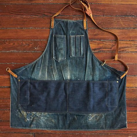 Repurpose Jeans, Apron Inspiration, Pottery Apron, Kitchen Workshop, Jean Apron, Art Apron, Utility Apron, Diy Apron, Denim Crafts Diy