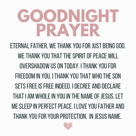 Goodnight Prayer🙏🏾. Share this with 3 people. Be blessed goodnight. #prayerlife #prayerchangesthings #prayerispowerful #prayerful #prayertime #christianwomencommunity #faithinspired #faithinspiration Goodnight Prayer, Have A Blessed Night, Blessed Night, Prayer Changes Things, Good Night Prayer, 3 Sisters, Perfect Peace, Good Night Blessings, Night Prayer