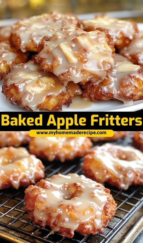 These baked apple fritters are the best fritters for a sweet fall treat. Packed with tender apples and topped with a sweet glaze, they’re the ultimate apple fritters for a lighter dessert Baked Apple Fritters Recipe, Apple Fritters Recipe, Apple Fritter Cake, Baked Apple Fritters, Healthy Fall Desserts, Easy Baked Apples, Cinnamon Glaze, Apple Fritter, Fritters Recipe