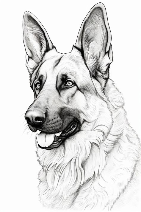 Dog Pictures To Draw, Rottweiler Sketch, Highland Cow Drawing Easy, Realistic Dog Drawing, Shepherd Coloring Page, Dog Sketch Easy, Easy Dog Drawing, Animal Sketches Easy, German Shepherd Tattoo