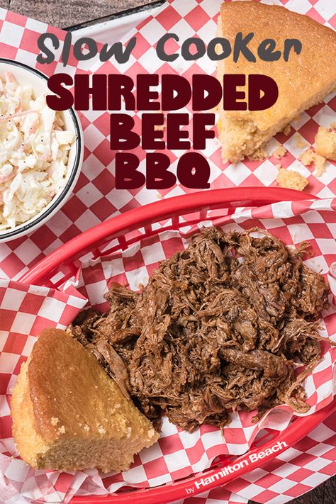 Shredded Beef Bbq, Bbq Crockpot Recipes, Bbq Crockpot, Arm Roast, Classic Meals, Sweet Baby Rays, Slow Cooker Shredded Beef, Beef Crockpot, Beef Barbecue