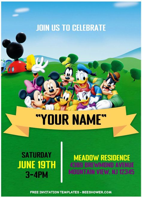 (Free Editable PDF) Mickey Mouse And Friends Birthday Party Invitation Templates | Beeshower Mickey Mouse Clubhouse Birthday Invitations, Mickey Mouse Birthday Invitations Free, Mickey Mouse Invitation Template, Mickey Mouse And Friends Birthday, Mickey Mouse Clubhouse Invitations, Mickey Invitations, Mickey Mouse Birthday Shirt, Birthday Party Invitation Wording, Friends Birthday Party