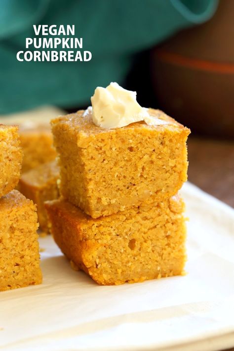 Pumpkin Corn Bread, Vegan Thanksgiving Sides, Pumpkin Cornbread, Delicious Cornbread, Vegan Richa, Soy Free Recipes, Sweet Cornbread, Pumpkin Spice Syrup, Vegan Thanksgiving