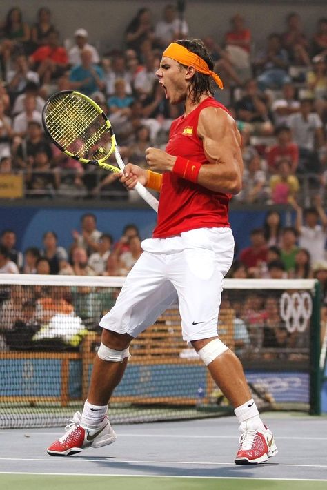 Rafa Nadal (Spain) 🥇 Men's Singles • Beijing 2008 Olympics #tennis Rafael Nadal Wimbledon, Nadal Tennis, James Blake, Rafa Nadal, French Open, The Olympics, Rafael Nadal, Summer Olympics, Action Poses