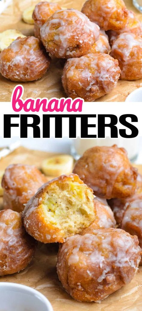 Banana Fritters, Banana Dessert Recipes, Breakfast Sweets, Banana Dessert, Fritter Recipes, 140 Pounds, Banana Recipes, Donut Recipes, Breakfast Treats