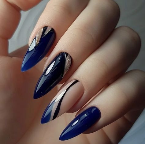 Blue French Tips, Navy Blue Nails, Baby Blue Nails, Blue Nail Designs, Blue Nail, Nail Art Kit, French Tip Nails, Nail Arts, Valentine's Day Nails