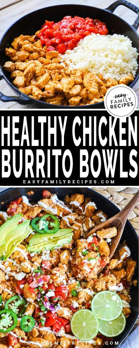 Healthy Chicken Burrito Bowl · Easy Family Recipes Healthy Chicken Burrito Bowl, Picky Eaters Dinner, Healthy Burrito Bowl, Chicken Burrito Bowls, Burrito Bowls Recipe, Chicken Burrito, Chicken Burrito Bowl, Burrito Bowls, Chicken Burritos