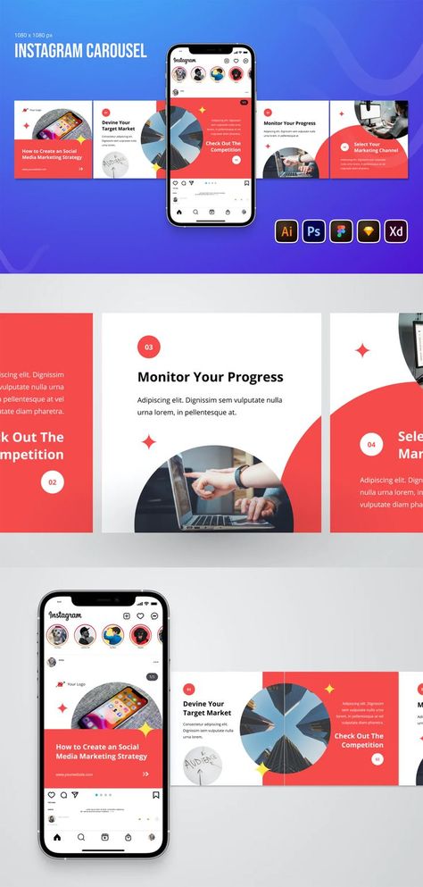 Strategy Instagram Carousel Post Templates AI, EPS, PSD, XD, FIG, SKETCH Carousel Posts Instagram, Linkedin Carousel Ads, Ig Post Template Design, Corporate Carousel Post Design, Linkedin Carousel Design Ideas, Ig Post Graphic Design, Linkedin Carousel Post Design, Insta Carousel Ideas, Instagram Carasoul