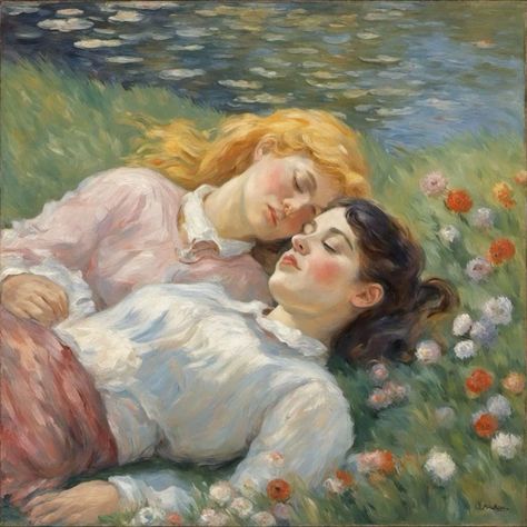 Saphicc Paintings, Sappho And Erina, The Night And Its Moon Piper Cj Fanart, Lesbian Asthetic Paintings, Wlw Paintings, Sapphic Painting, Longing Art, Sapphic Art, Hidden Movie