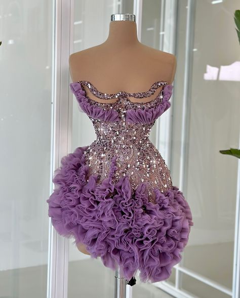 Purple beauties, mini edition!💜✨ #purpledress #shortdress #cocktaildress #minidress Glam Dress Short, Nigerian Dress Styles, Purple Short Dress, Purple Party Dress, Fashion Design Classes, Glamour Outfit, Chic Dress Classy, Classy Dresses, Swan Princess