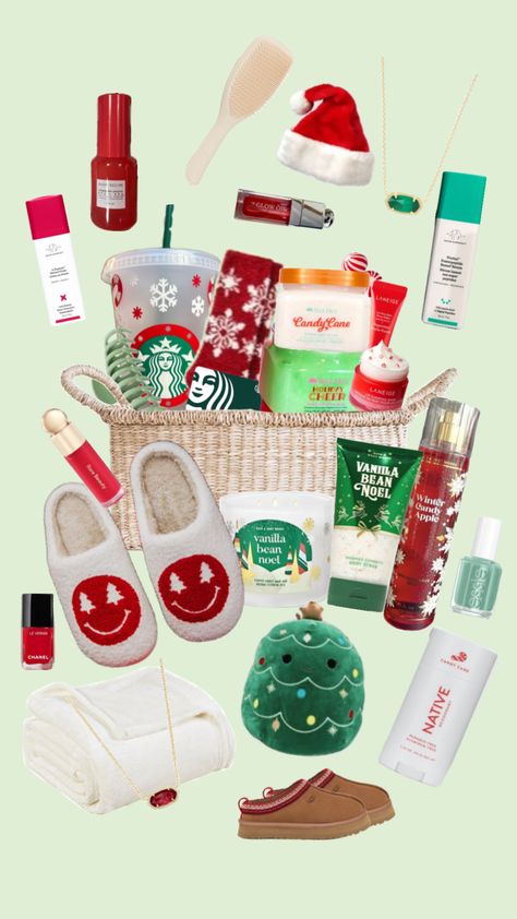 Would you want this for Christmas? #preppy #giftideas #christmas #preppychristmasessentials Preppy Christmas Party, Christmas Sleepover Ideas, Gift Bag Ideas, Christmas Sleepover, Christmas Preppy, Family Gift Baskets, Holiday Room Decor, Cute Christmas Ideas, Christmas Party Ideas