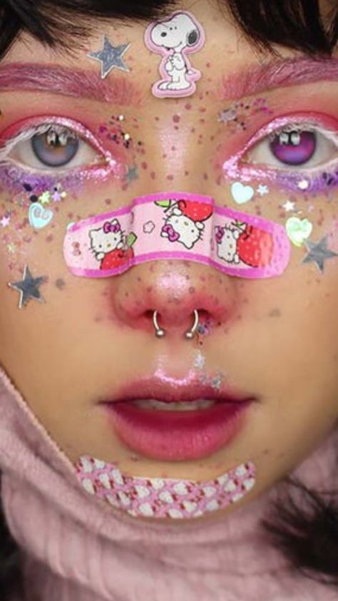 Pastel Kidcore Makeup, Candycore Makeup, Decora Makeup Look, Kawaii Alt Makeup, Kawaii Core Makeup, Soft Kawaii Makeup, Power Cosplay Makeup, Kawaiicore Makeup, Cute Core Makeup