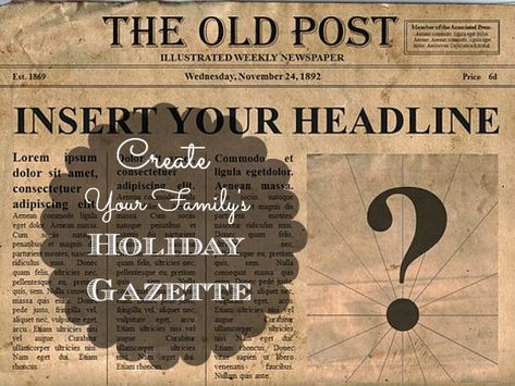 Have Some Fun for the Holidays and Create Your Own Extended Family Newspaper during your holiday gathering. It doesn't have to be fancy, but sure will be memorable. Newspaper Names Ideas, Family Newspaper Ideas, Fun Newspaper Design, Big Family Gathering, Newspaper Crossword, Visual Books, Make Your Own Newspaper, Newspaper Ideas, Mommy Diy