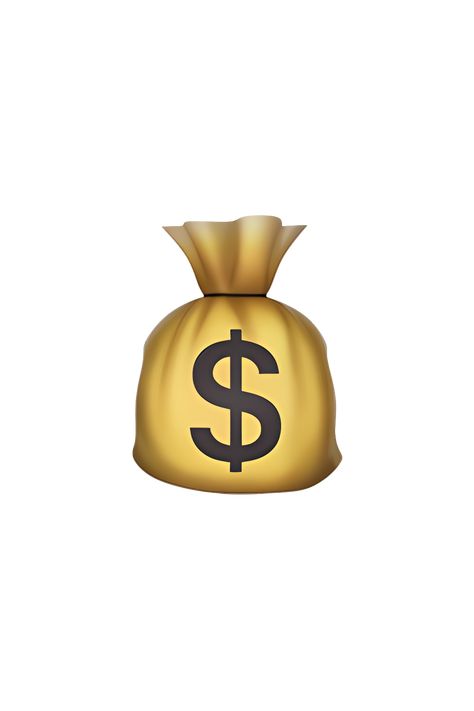 The 💰 Money Bag emoji appears as a brown or beige colored bag with a dollar sign ($) printed on the front. The bag is typically shown as closed, with a drawstring or zipper at the top. The bag may also have a slight bulge, indicating that it is full of money. Overall, the emoji conveys the idea of wealth, riches, and financial success. Money Highlight Cover, Money Symbol Aesthetic, Money Emoji Iphone, All Money In Logo, Money Png Icon, Money Emoji, Dollar Bag, Dollar Sign Icon, Phone Emoji