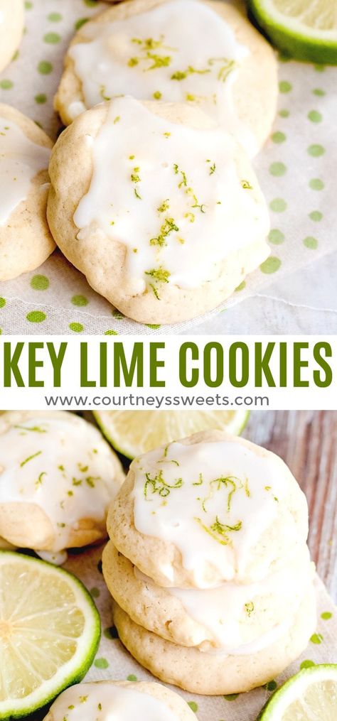 Key Lime Cookies with Powdered Sugar Glaze Key Lime Cookie Recipe, Key Lime Glaze, Key Lime Recipes, Key Lime Cookies, Lime Glaze, Key Lime Desserts, Dessert Halloween, Halloween Cookie Recipes, Lime Cookies