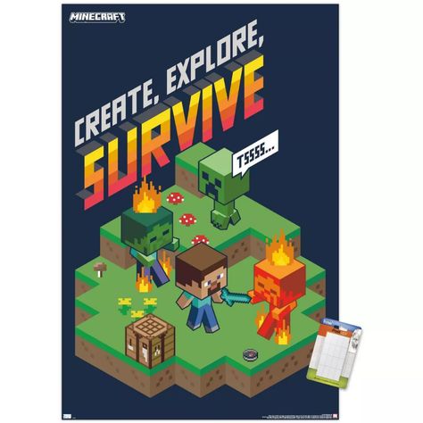 Trends International Minecraft - Create, Explore, Survive 2 Unframed Wall Poster Prints : Target Minecraft Create, Minecraft Tshirt, Minecraft Steve, Wall Poster Prints, Magnetic Frames, Barn Wood Frames, Paper Poster, Trends International, Top Trending