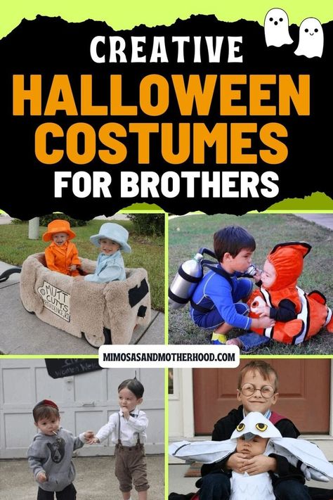 Being a boy mama is so fun, especially when you’re a little crazy for Halloween. I’m already daydreaming about Halloween costumes for brothers! Read on for some of the most creative Halloween costumes for brothers and find the perfect ones for your little guys for this year. Halloween Brothers Costumes, Costumes For Brothers, Boys Scary Halloween Costumes, Scary Boy Costumes, Sibling Halloween Costumes Boys, Halloween Costumes For Brothers, Brother Halloween Costumes, Family Themed Halloween Costumes, Most Creative Halloween Costumes