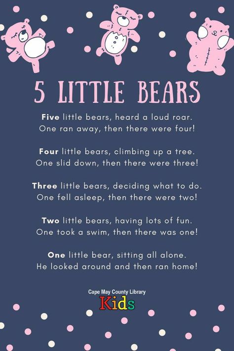 Bears Preschool, Nursery Rhymes Poems, Preschool Poems, Nursery Rhymes Lyrics, Bear Songs, Library Programming, Circle Time Songs, Kindergarten Songs, Classroom Songs