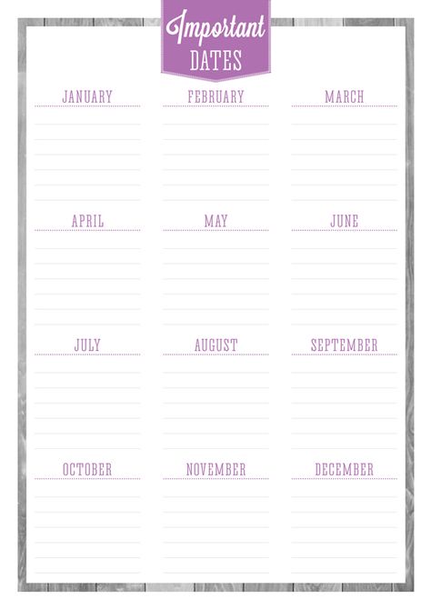 21 Free Printables to Help You Organize Your Life - A Hundred Affections Happy Planner Printables, Bullet Journal Printables, Paper Pop, Birthday Calendar, Organization Printables, Diy Planner, Birthday Printables, Yearly Planner, Organize Your Life