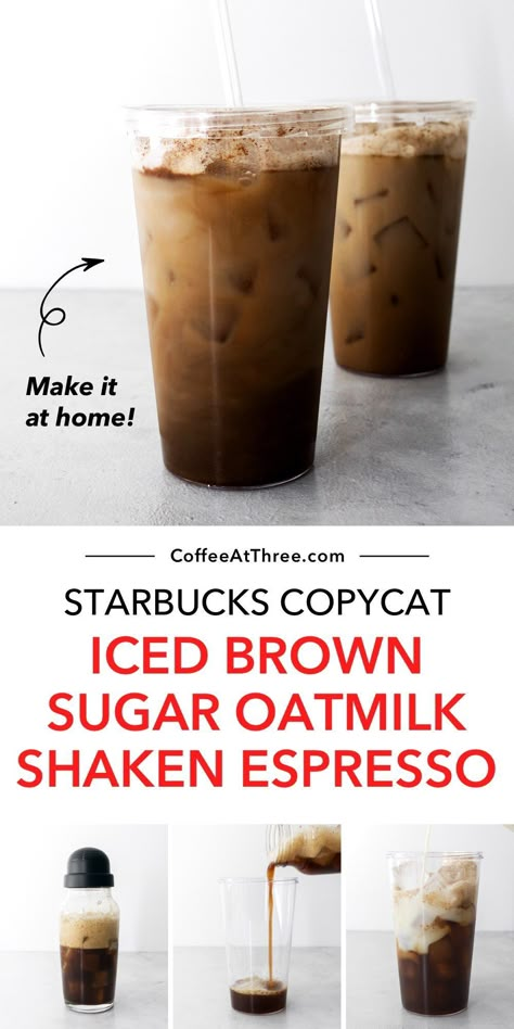 Iced Shaken Espresso, Brown Sugar Oatmilk Shaken Espresso, Caffeinated Drinks, Espresso Drink, Breakfast Drinks, Shaken Espresso, Nespresso Recipes, Espresso Recipes, Coffee Recipes Starbucks