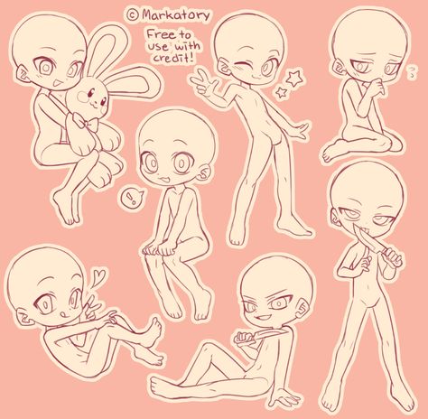 Chibi Bases Pose, F2u Chibi Base, Chibi Legs Drawing, Free Chibi Base, Art Body Anatomy, Chibi Action Poses, Chibi Base Pose Cute, Free Drawing Bases, Chibi Reference Pose