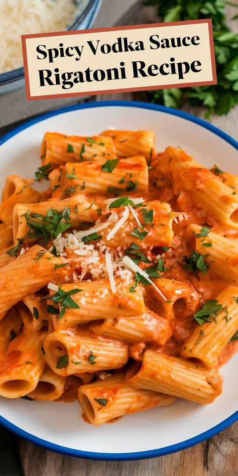 This Spicy Vodka Sauce Rigatoni is comfort food with a twist. Bold and creamy vodka sauce, combined with spicy undertones, creates a pasta dish that's bursting with flavor. Vodka Sauce Healthy, Pasta With Vodka Sauce And Sausage, Sausage Vodka Sauce Pasta, Rigatoni Vodka Sauce Recipe, Spicy Vodka Sauce Recipe, Vodka Sauce Tortellini, Rigatoni Alla Vodka With Sausage, Vodka Sauce Recipe Dinners, Vodka Rigatoni Recipe