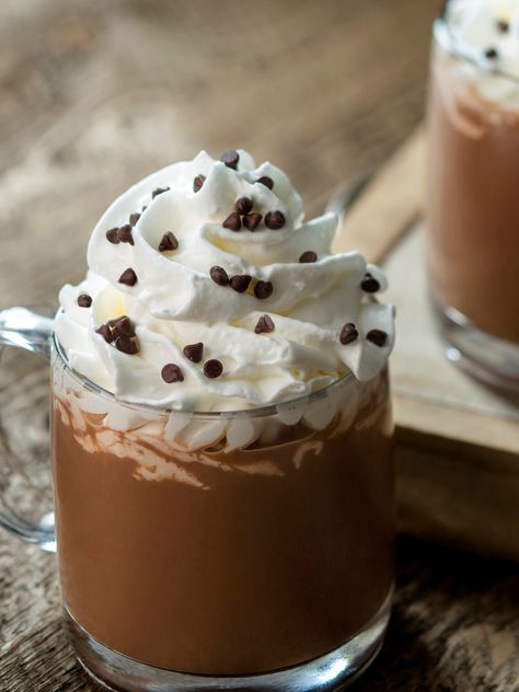 Sipping Chocolate, Holiday Mood, Bakery Cafe, Whole Milk, Fabulous Fall, Chocolate Cream, Mini Chocolate Chips, Whipped Cream, Coffee Drinks