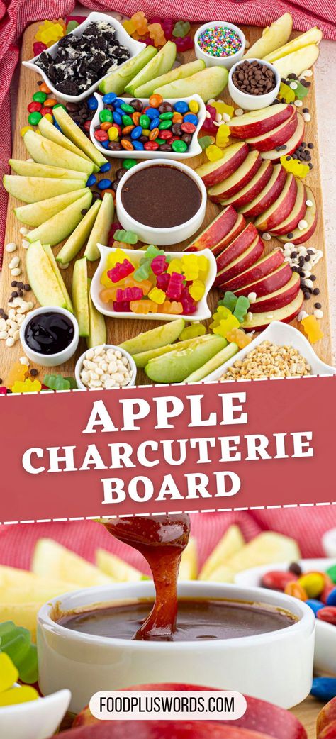 Create a delightful fall experience with our caramel apple charcuterie board. Explore easy and creative ideas for assembling a charming spread of fall-inspired appetizers and desserts. This board is a perfect blend of sweet and savory, featuring caramel apple dip, slices of crisp apples, and a variety of other complementary treats. Apple Dips Board, Fall Charcuterie Board Caramel Apple, Berry Tray Ideas, Apple Fondue Bar, Carmel Apple Charcuterie Board Ideas Appetizers, Apple Dipping Charcuterie Board, Apple Dipping Board, Fall Fruit Tray Ideas For Party, Carmel Apple Charcuterie