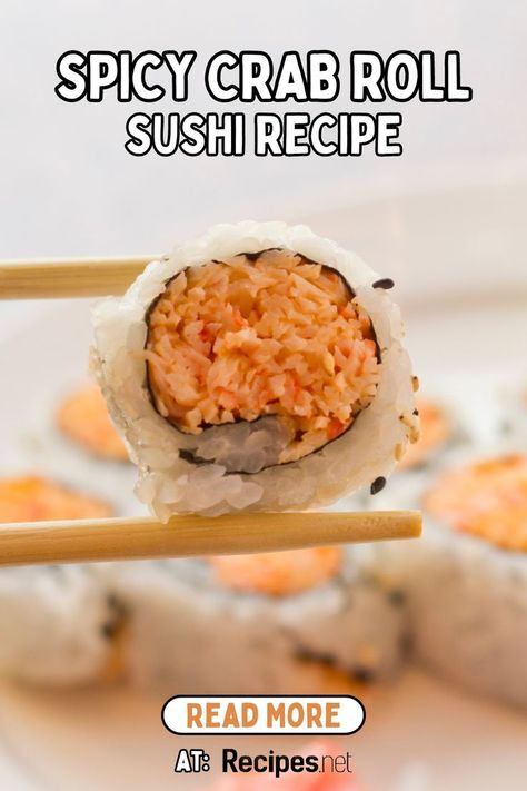 Spicy Crab Roll Sushi on a Plate - Japanese Food Recipe Sushi Spicy Crab, Spicy Crab Sushi Roll Recipes, Sushi Roll Ingredients, Sushi Crab Mix Recipes, Mango Sushi Roll, Korean Sushi Recipes, Crab Sushi Bowls, Tempura Roll Sushi, Crab Roll Sushi