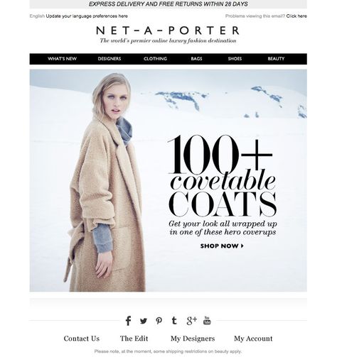 #newsletter Net-a-porter 10.2014 It’s time to find your perfect coat 2014 Runway, Perfect Coat, Wide Trousers, Runway Trends, Sale Banner, Fall 2014, Outerwear Women, News Design, Cloth Bags