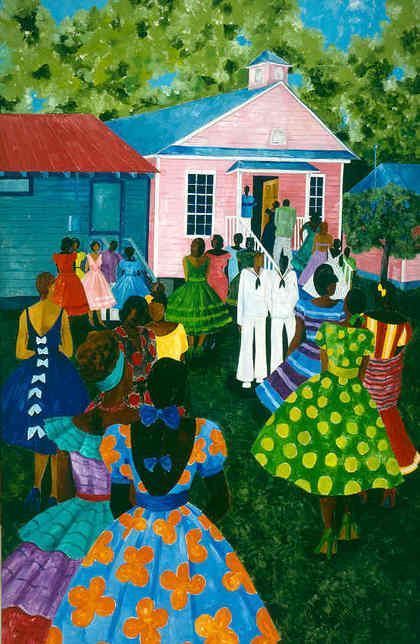 African_American_Church_Art 12 Pieces of African American Church Art We Love Black Southern Belle, Jonathan Green, African American Artwork, Caribbean Art, Black Art Painting, Pink House, Art Africain, Black Artwork, Afro Art