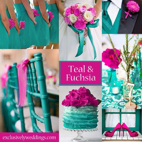 Teal Wedding Centerpieces, Fuchsia Wedding Colors, Turquoise Wedding Theme, Fuschia Wedding, Wedding Theme Design, Pink And Black Wedding, Teal Wedding Colors, Black Wedding Decorations, Wedding Themes Spring