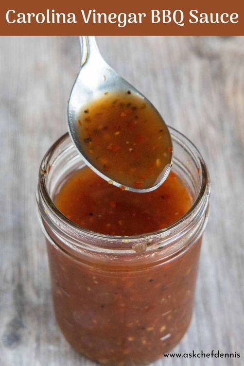 Carolina Vinegar BBQ Sauce Homemade Vinegar Bbq Sauce, Clear Bbq Sauce Recipe, North Carolina Barbecue Sauce Recipe, Nc Vinegar Based Bbq Sauce, Vinegar Based Bbq Sauce For Chicken, Eastern Carolina Bbq Sauce Vinegar, Apple Cider Bbq Sauce Recipe, Different Types Of Bbq Sauce, Vinegar Barbecue Sauce Recipe